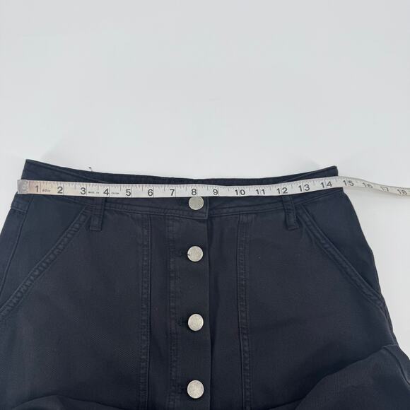 Treasure & Bond Womens Button Up Twill Midi Jean Skirt Dark Blue Wash Cotton 27 - Picture 8 of 10